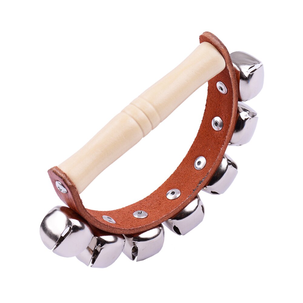 Handbell Hand Bells with 7pcs Jingle Bells Wood Handle Musical Instrument Toy for Music Class