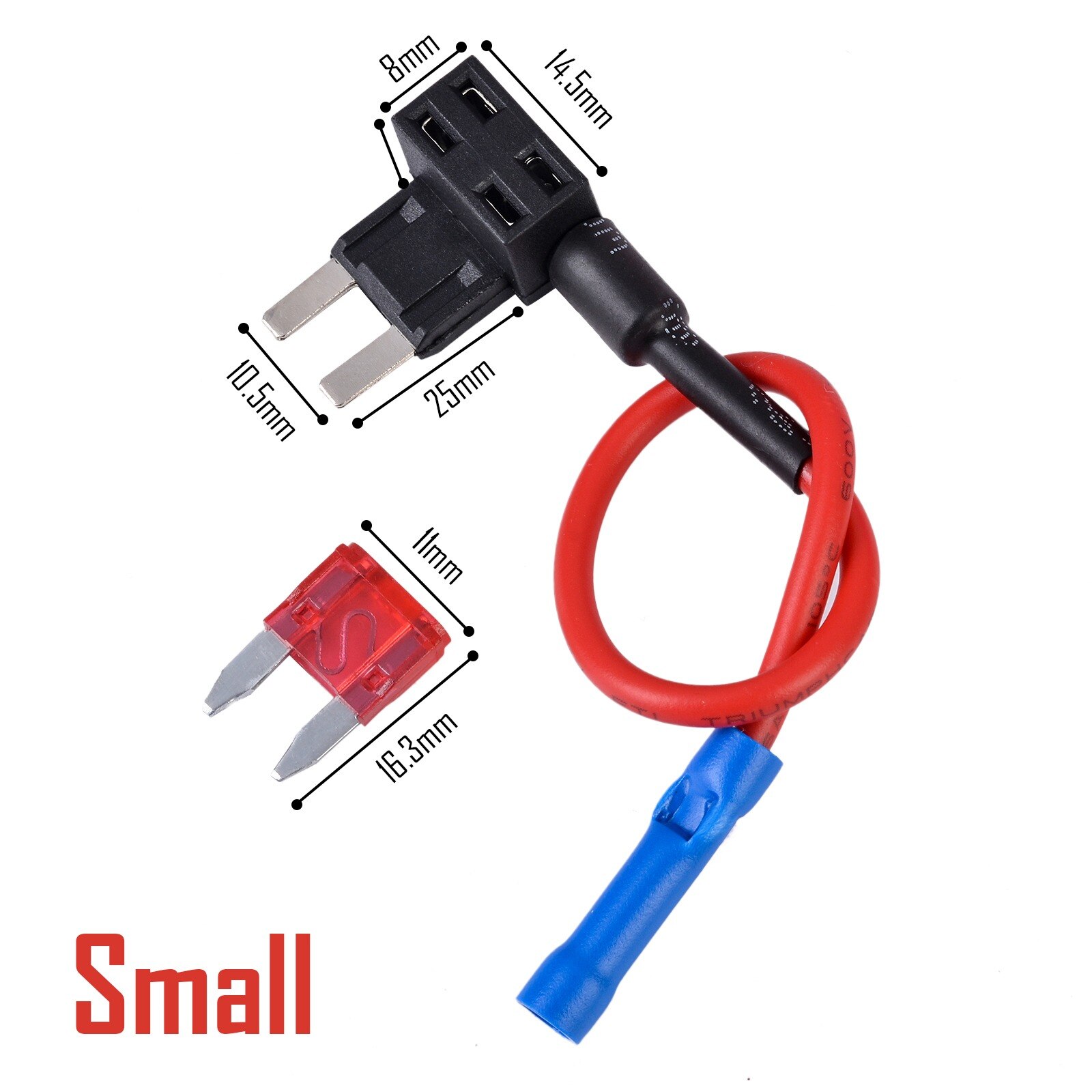 12V MINI SMALL MEDIUM Size Car Fuse Holder Add-a-circuit TAP Adapter with 10A Micro Mini Standard ATM Blade Fuse