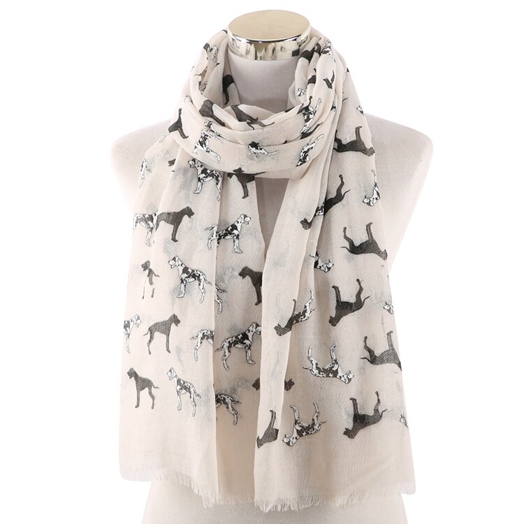 FOXMOTHER Neue Weiß Rosa Dalmatiner Schals Foulard Femme Bufanda Mujer Hund Schals Frauen Hund Liebhaber Mama: Beige