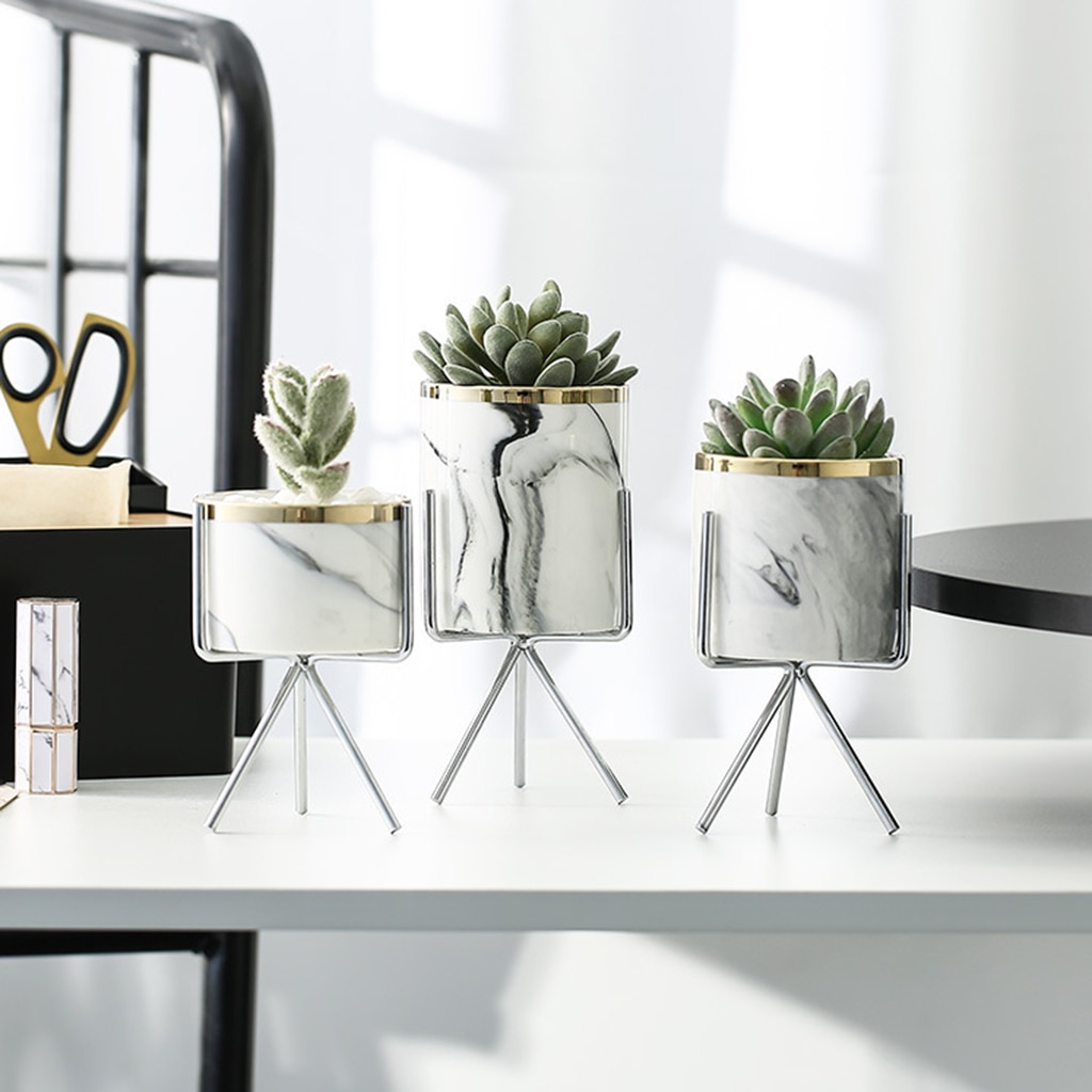 Marmor mönster keramisk blomkruka planter kruka för saftiga växt kruka
