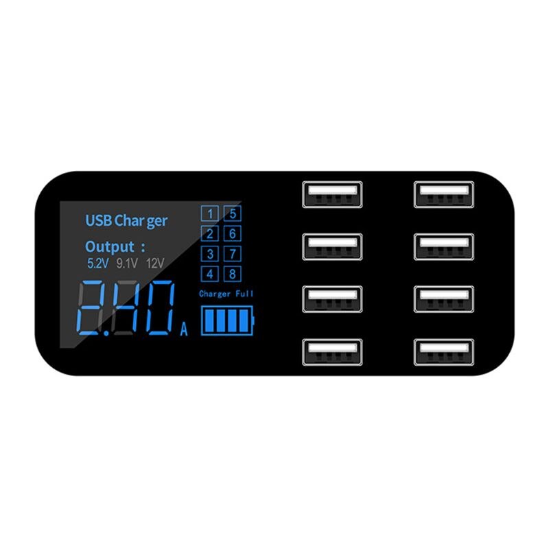 A9s snabb billaddare 8 port multi usb lcd display telefonladdare 12v batteriladdare usb hub för telefon tabletter gps dvr