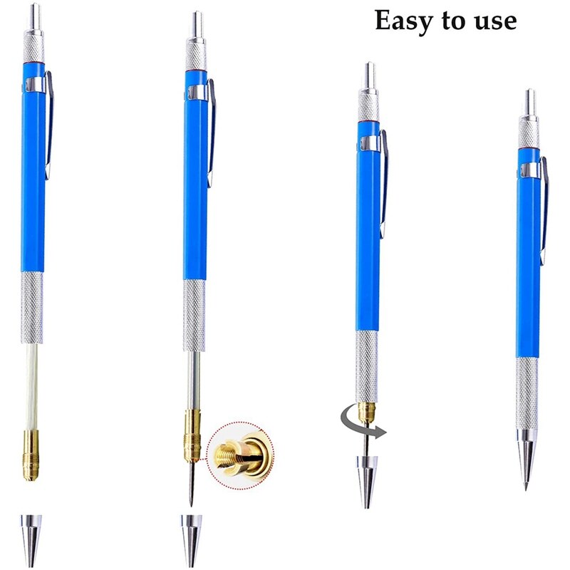 Juego de lápices de carpintero de 9 piezas y 2Mm, núcleo de pluma y herramienta de raspador de carburo, lápiz mecánico, utilizado para dibujar, escribir y bosquejar