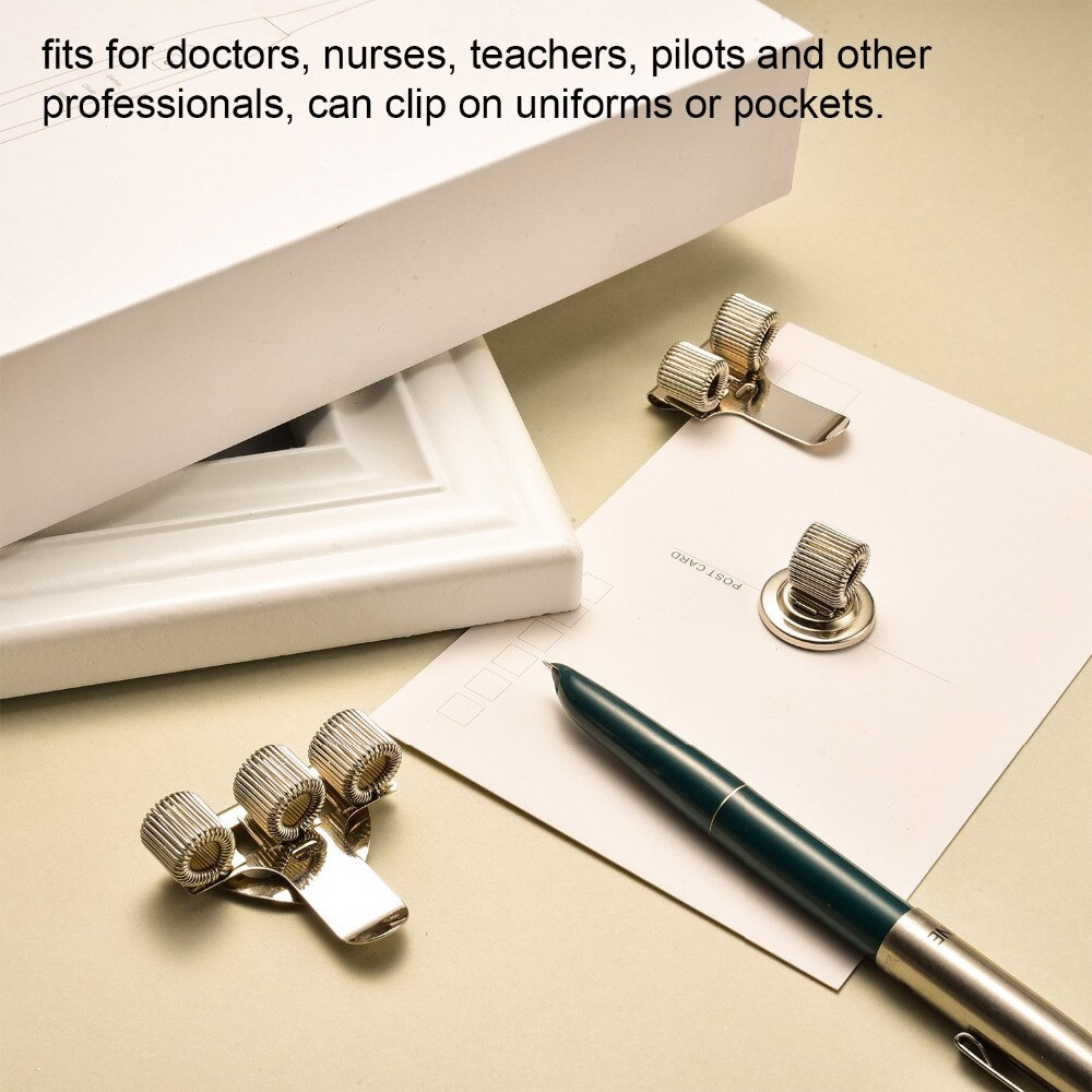 10 Pezzi in Acciaio Inox Supporto Della Penna con Molla Regolabile ciclo continuo Adatto A quasi Tutte Le Penne Dimensioni (forte Adesivo, clip e Magnetico)