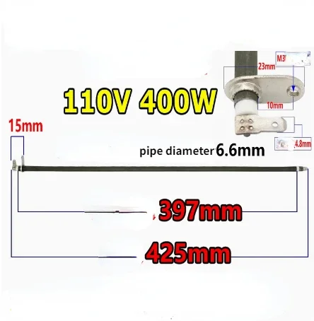 1 unidad de repuesto de elemento calefactor de horno eléctrico de acero inoxidable 110V 300W-425W para piezas de reparación de tubo calefactor de horno eléctrico: Morado