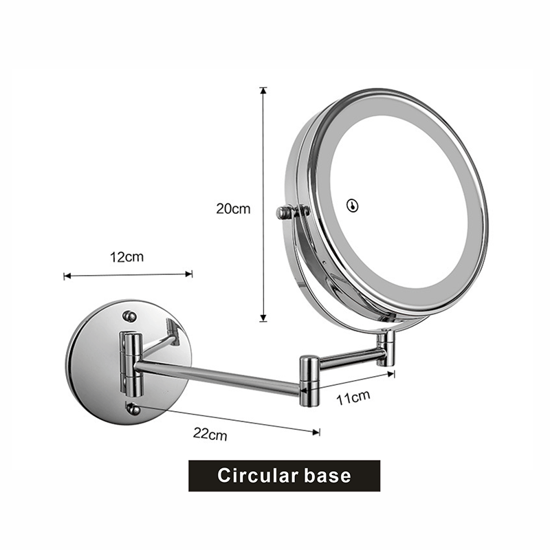 8 inch Wall Mounted Makeup Mirror 3X / 5X Magnifying Double Side Folding Arm Extend Bathroom Smart Hotel Cosmetic Mirrors