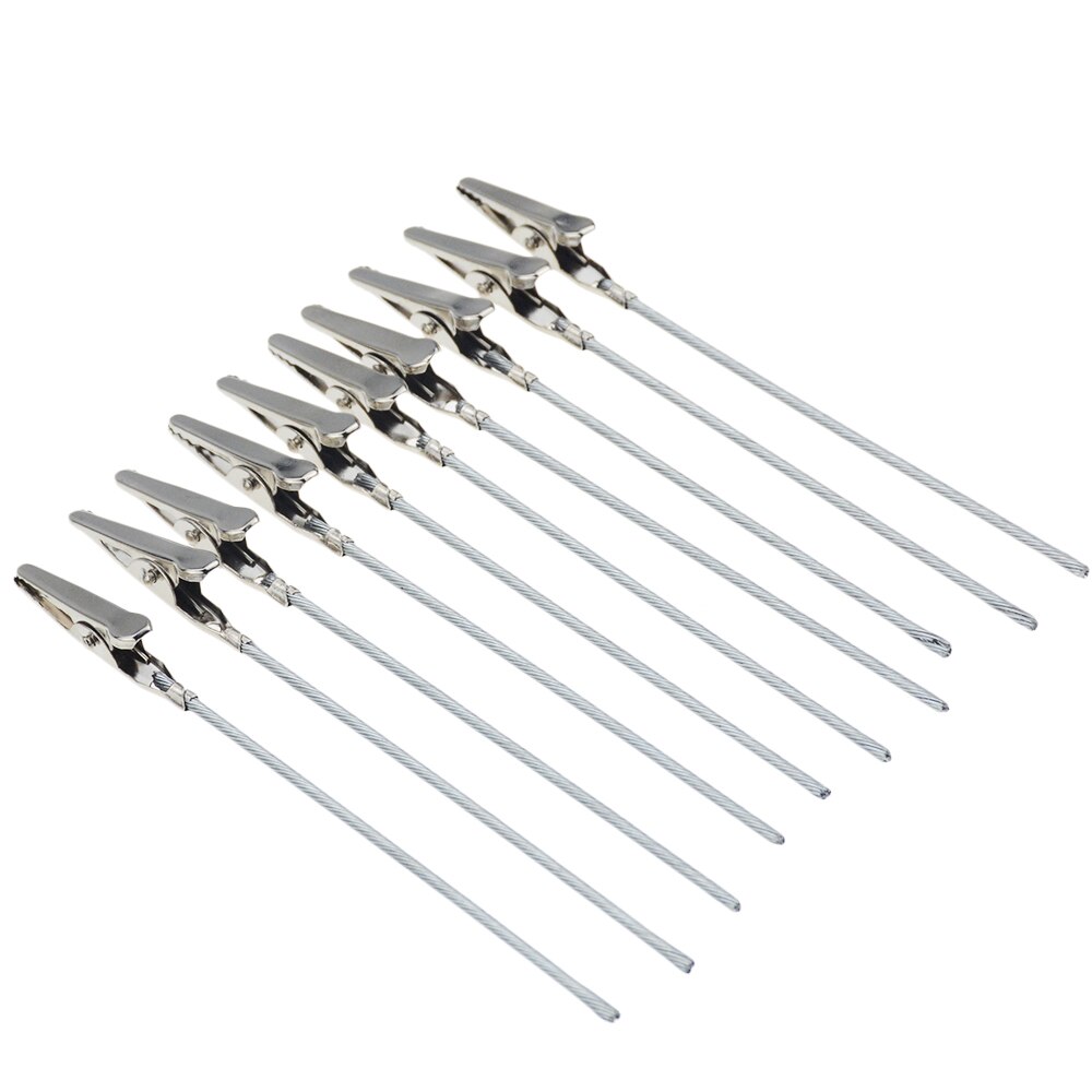 10 stk/parti 12cm længde elektriske krokodilleklemmer kabelledningstest metal rustfrit stål krokodilleklemme wireklemme