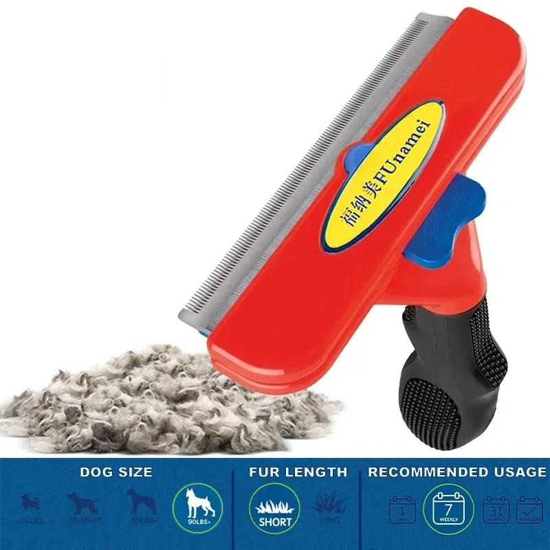 Ontharingskam voor grote honden Borstel voor grote honden Verzorgingsborstel voor huisdieren Kattenkam Haarmassagekam voor honden Kattenhaarverwijderaar Reiniging Verzorging: Roze
