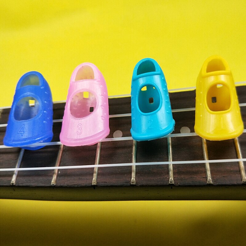 4Pcs/Set Guitar String Finger Guard Fingertip Protector Silicone Left Hand Finger Protection Press Guitar Accessories