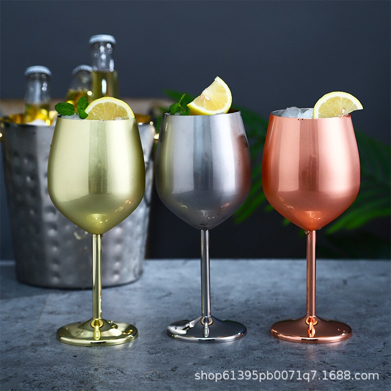 Stainless steel champagne glass wine glass cocktail glass metal wine glass bar restaurant goblet rose gold