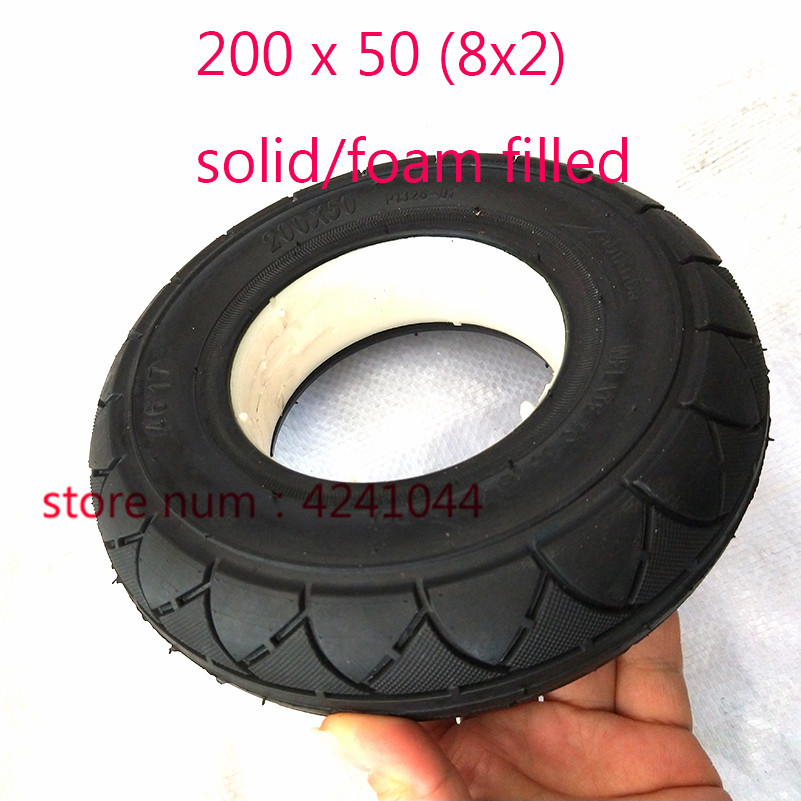 Neumático de moto eléctrica 200x50 (8x2) 8 "Scooter Eléctrico E100 E125 E200 Scooter sólido/neumático relleno de espuma 2 colores seleccionables