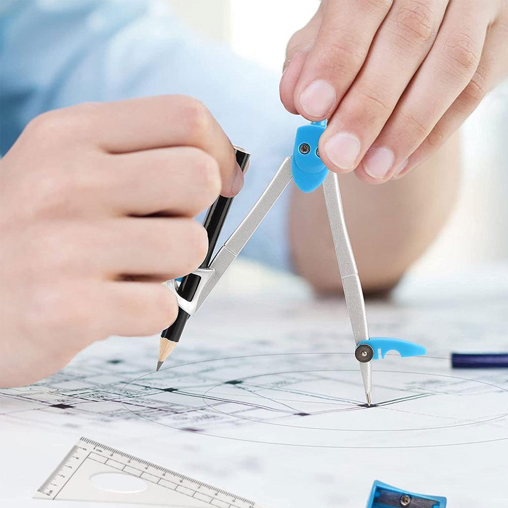 1 Set Plastic Metal Ruler Geometry Protractor Maths School Mathematical Stationery Drawing Compasses Students For Office Ru H9L9