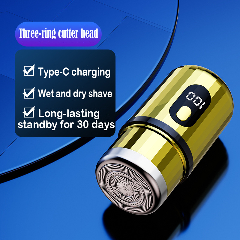 Mini-Elektrorasierer, wiederaufladbarer USB-C-Rasierer, wasserdichter tragbarer Rasierer, leistungsstarker kabelloser Rasierer für den Heimgebrauch auf Reisen: Gold