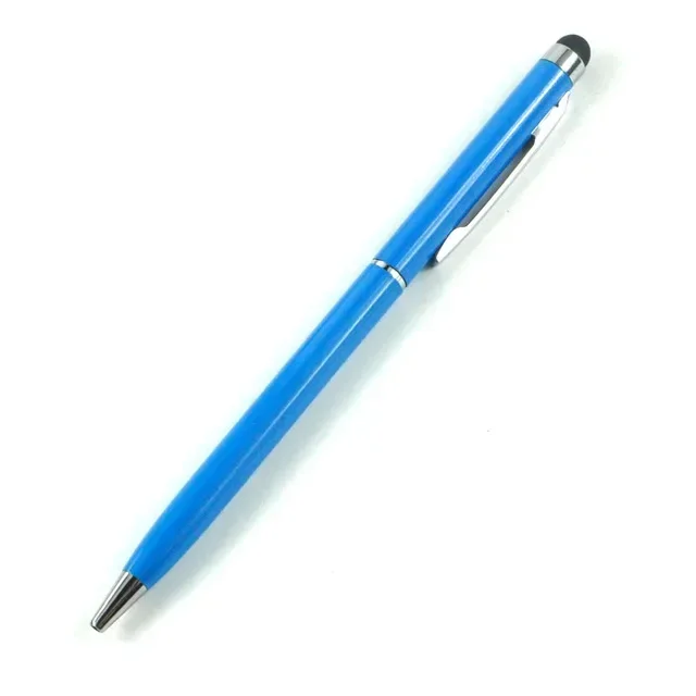 20-200 pennen per pakket Mini metalen 2-in-1 Stylus Universele balpen Aangepast logo Tekstgravure Kantoor School Reclamepen: Rood / Blauw