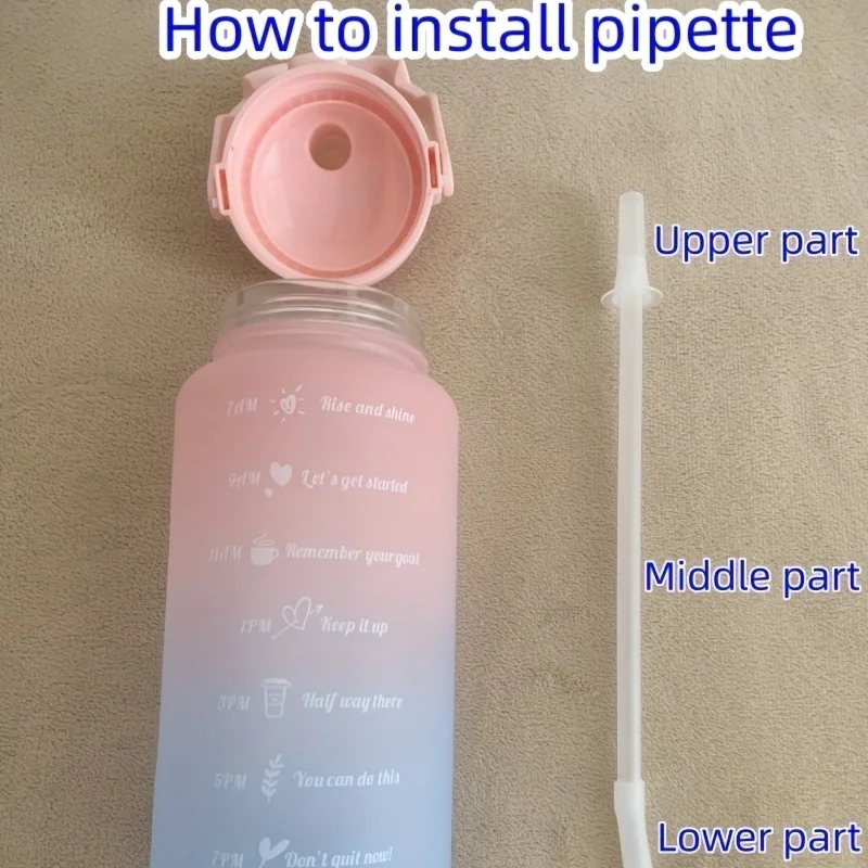 Waterfles 2-liter Blijf gehydrateerd Motiverend Lekvrij Plastic Sportfles Herinneringstijden Sport Outdoor Fitness Kantoor Binnen