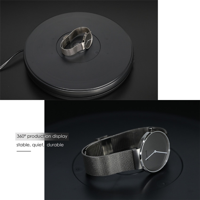 Photo 360 Degree Electric Rotating Turntable 10" 25cm Led Light Black White for Photography Studio, Max Load 10kg, 220V / 110V