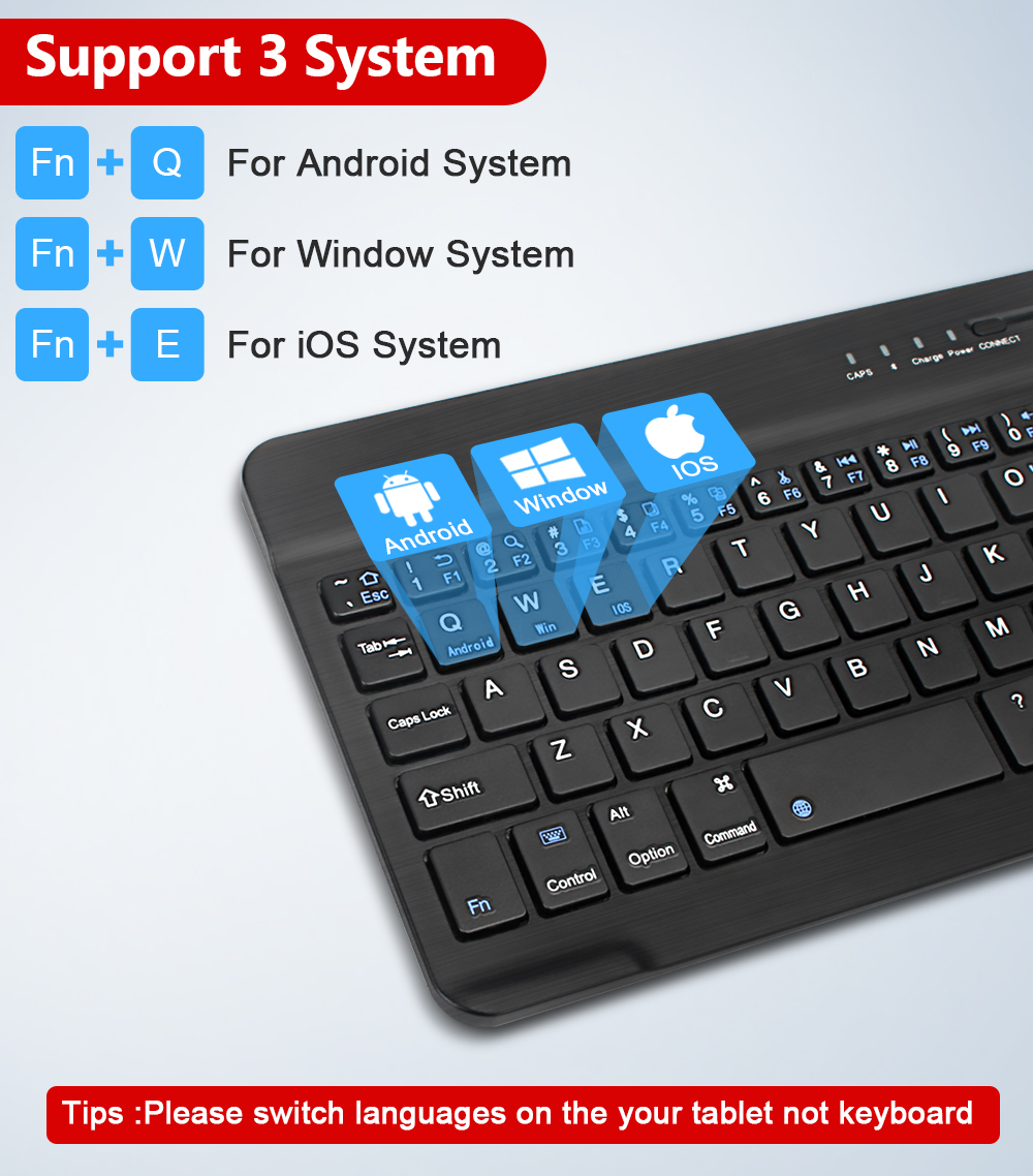 Wireless Keyboard Bluetooth Mini Keyboard Tablet Laptop Phone Keyboard Rechargeable Andriod IOS Windows Spainsh Russian Keyboard