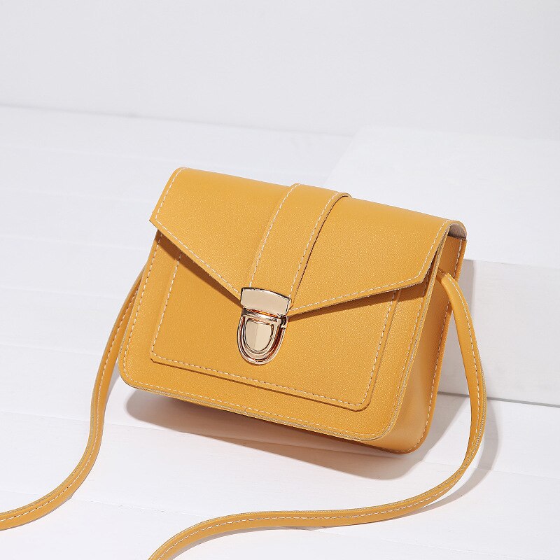 Small Crossbody Bags for Women Mini PU Leather Shoulder Messenger Bag for Girl Yellow Bolsas Ladies Phone Purse: Yellow