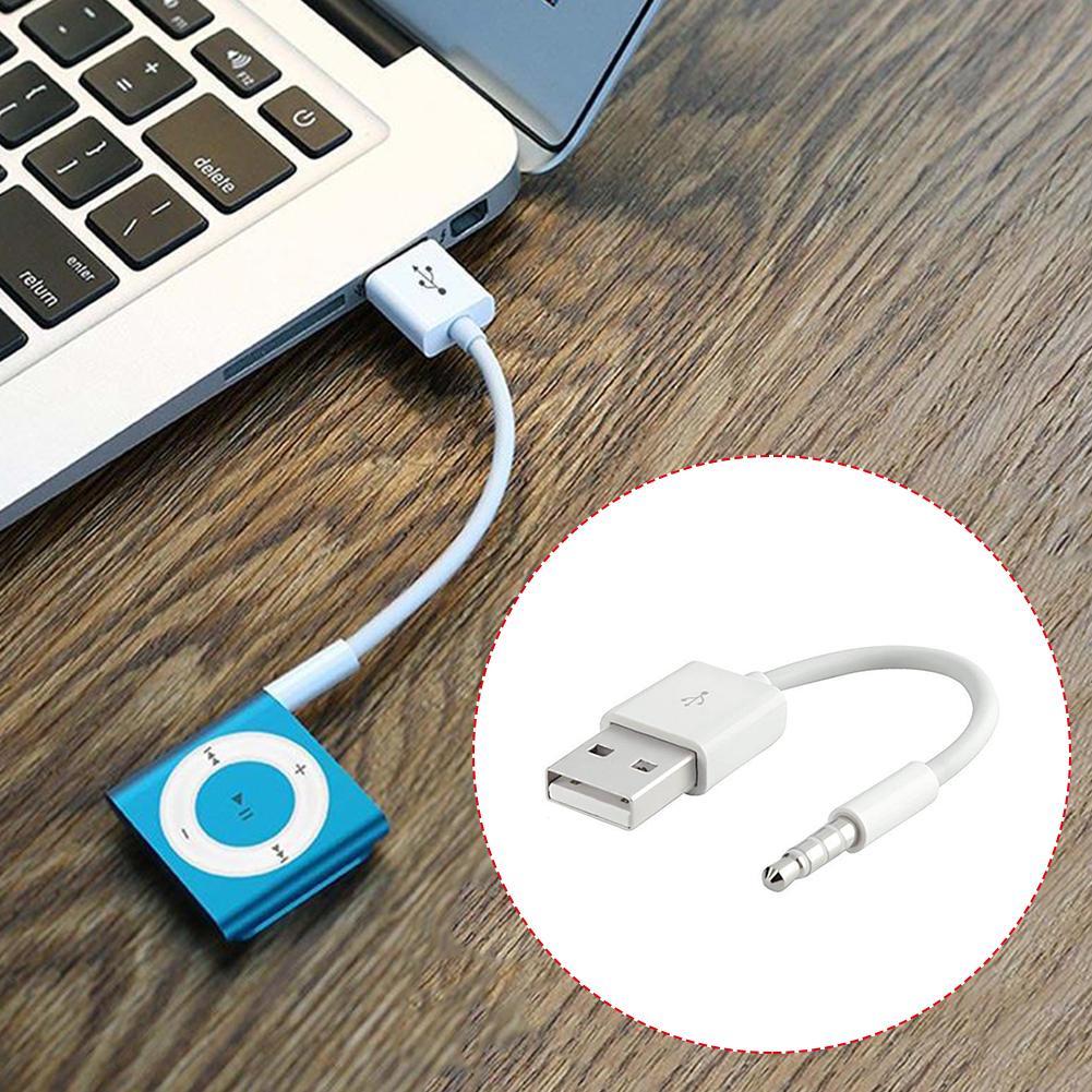 Usb-oplader met korte laad- en synchronisatiekabel, 3.5mm- jack adapter, oplaadkabel voor apple ipod shuffle 3rd 4th 5th 6th 4/5/6 mp3 speler