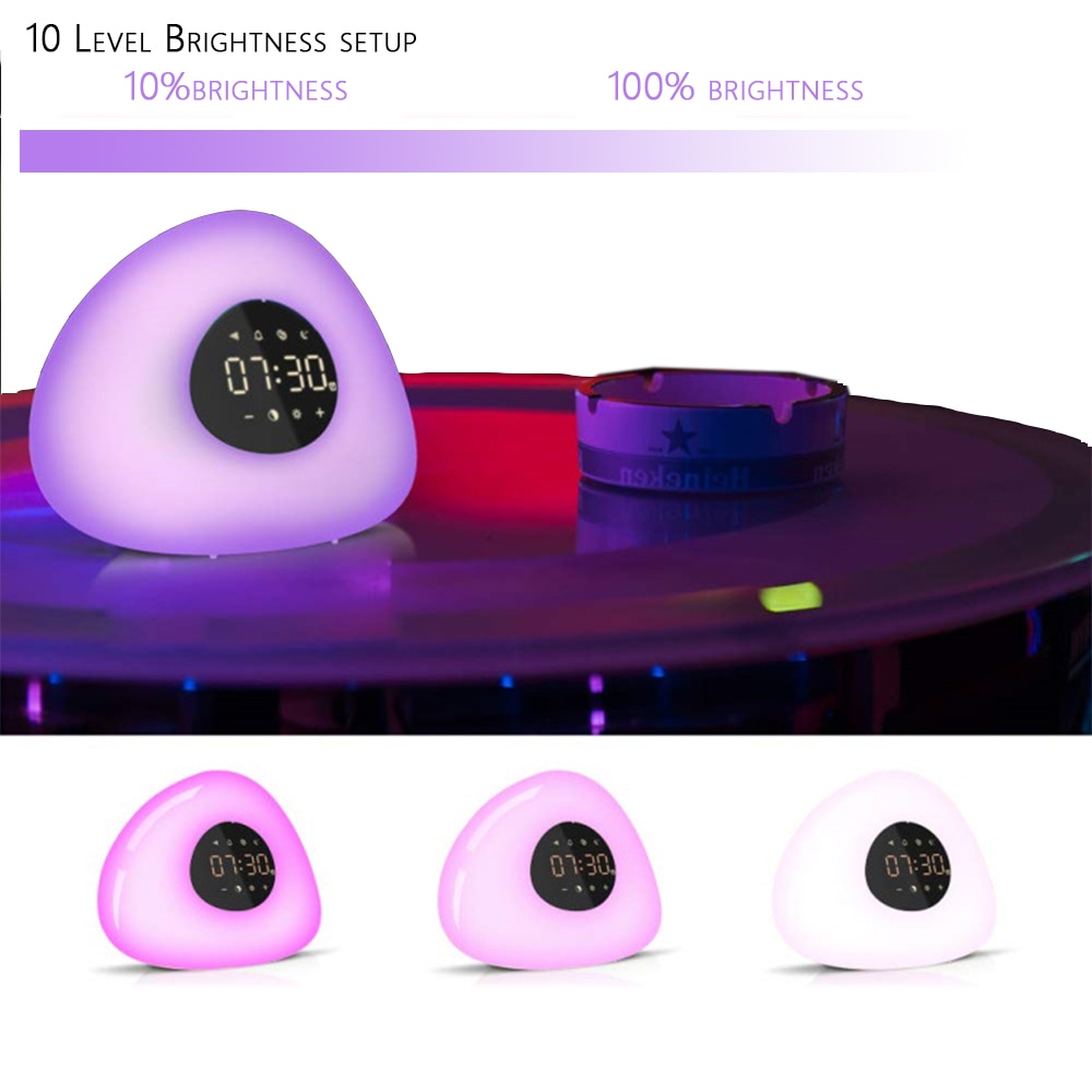 Spectrum Atmosphere Light Ambient Light Alarm Clock Wake Up Light Sunrise Sunset Simulation with 10 Nature Sounds 7 Colors Light