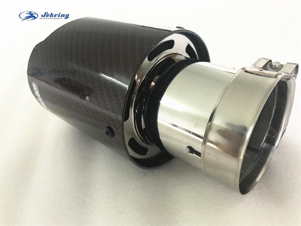 Remus Glossy Red Carbon Fiber Stainless steel Universal Automobile exhaust pipe Muffler Pipe carbon fiber exhaust tips
