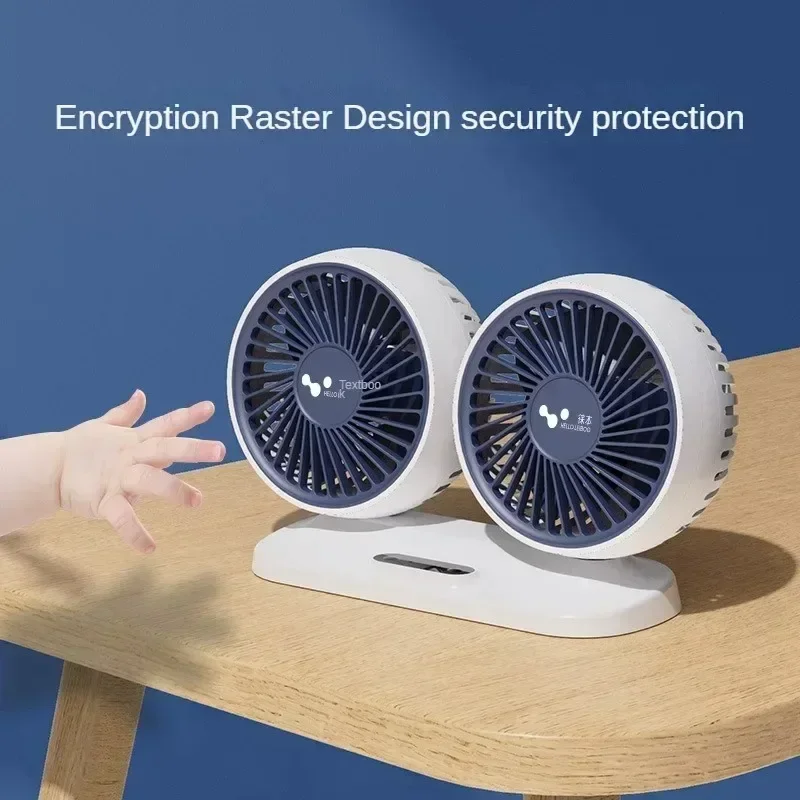 12 V 24 V Auto-Lüfter, Doppelkopf-Luftventilator, rotierender elektrischer Ventilator, 360-Grad-Auto-Lüfter, USB-Anschluss, Hochleistungskühler, Autozubehör