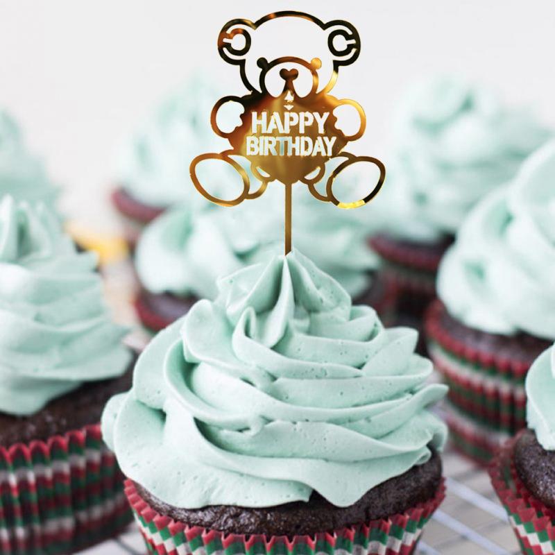 funkeln Glücklich Geburtstag Kuchen Deckel Acryl knapp Gold Kuchen Nachtisch oben Flagge Dekoration für Geburtstag Party Hochzeit Liefert