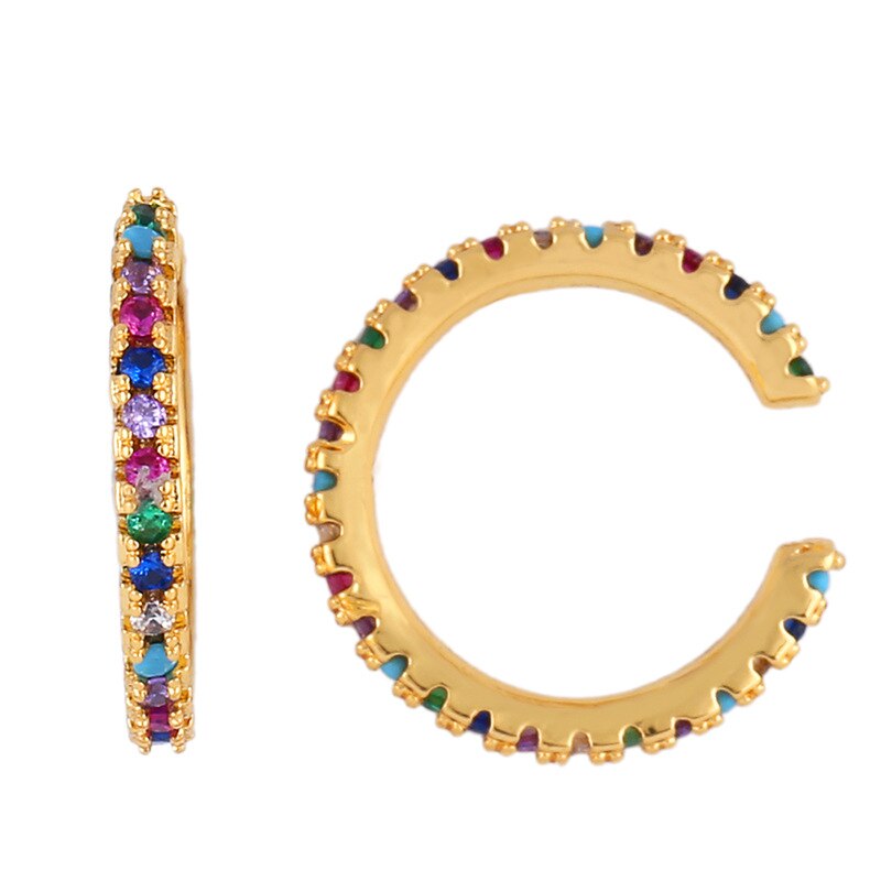Peri'sBox 5 Designs Colorful Lightning Small Hoop Earrings CZ Stone Long Bar Geometric Earrings for Women Circle Dainty Earrings: B
