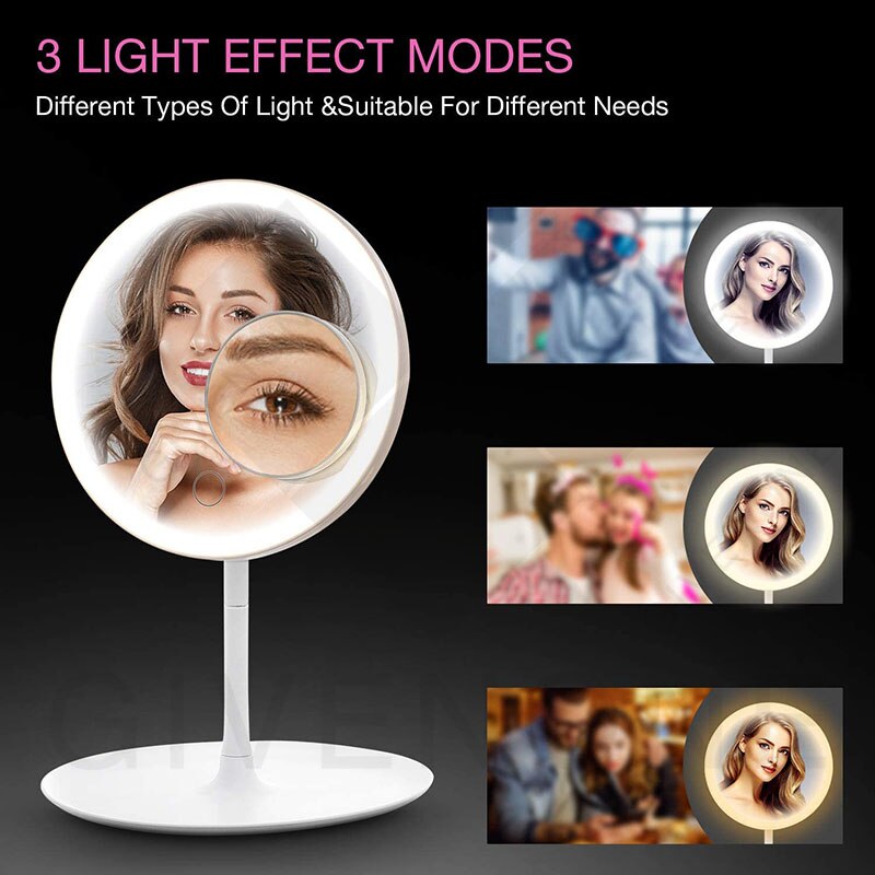 5 Dimes loupe multi-fonction maquillage miroir LED tactile lumineux maquillage Table miroir Portable maquillage beauté miroir