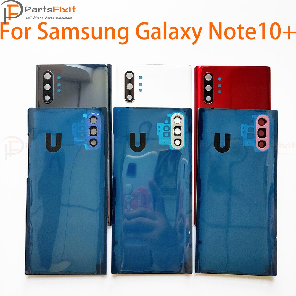 Note10 + traseira habitação bateria de vidro com lente da câmera para samsung galaxy note 10 plus habitação traseira com lente da câmera e adesivo