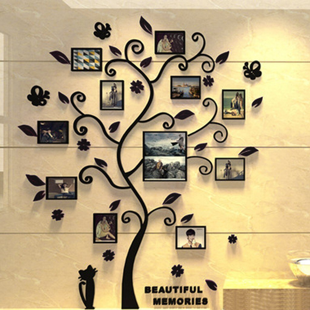 40# 3D DIY Photo Frame Tree PVC Wall Decal Family Sticker Mural Art Home Room Decor Children Baby Photos Picture Frame Decor: A