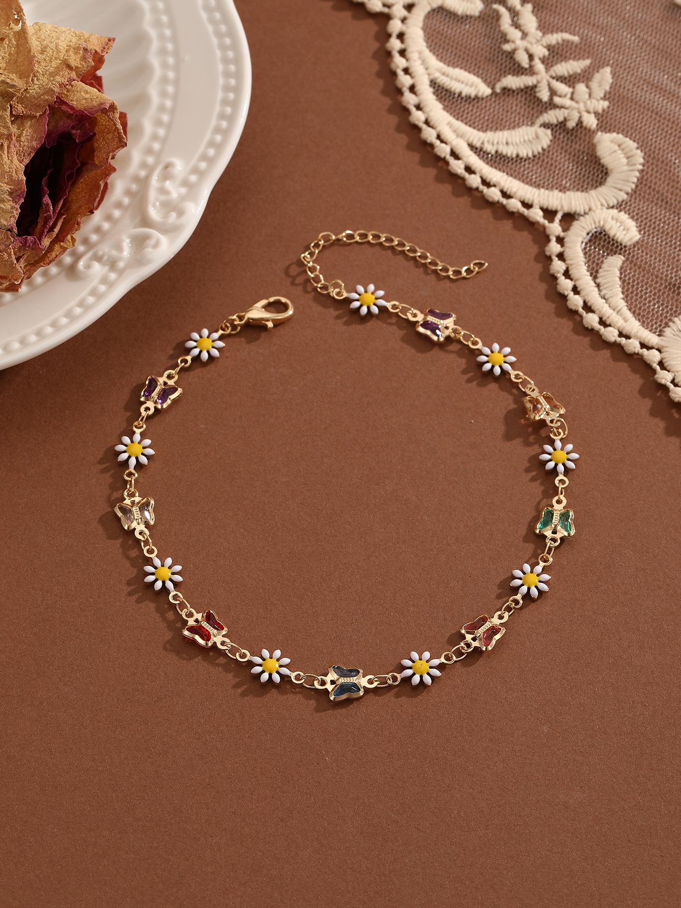 QIAMNI Nachahmung Perle Perlen Kette Fußkettchen für Frauen Mädchen Bein Armbänder Bodychain Sommer Strand Zubehör Hochzeit Schmuck: Bronze-