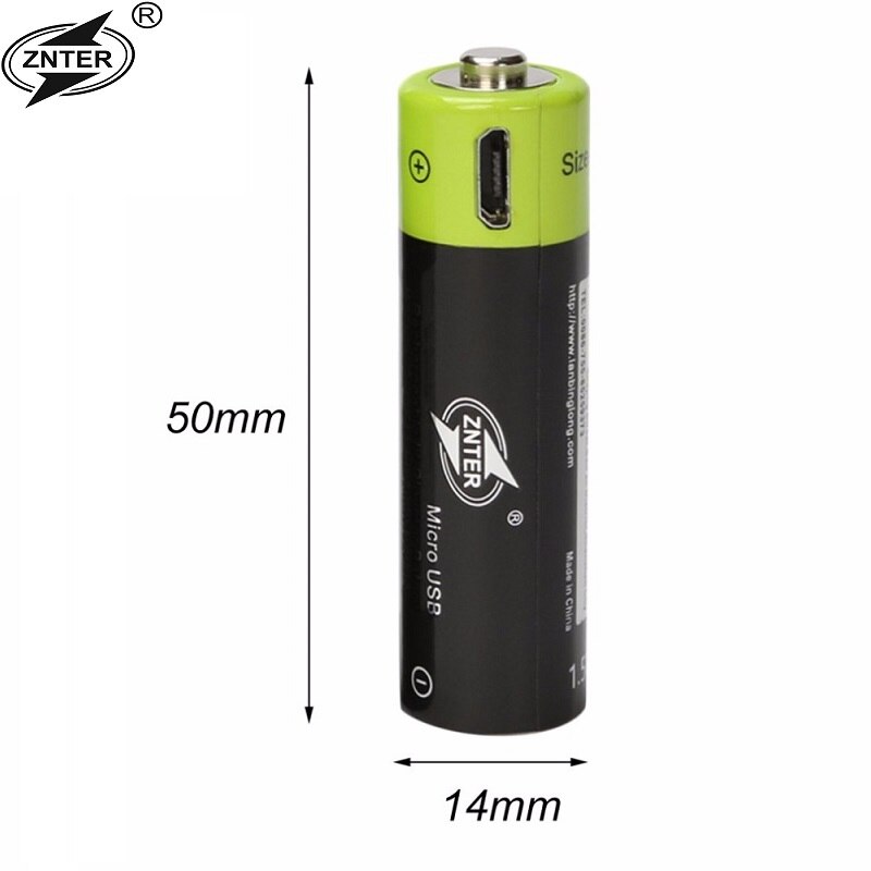 ZNTER AA 1.5 V 1250 mAh Batterij 1/2/3/4 pcs USB Snel Opladen Oplaadbare Lithium polymeer Batterij Opgeladen door Micro Usb-kabel