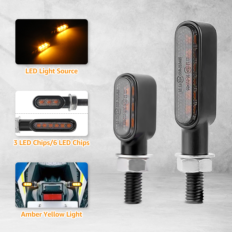 Clignotant de moto 12V 8mm LED clignotants indicateur clignotant lumières 3LED 6LED pour Honda pour Yamaha pour café Racer