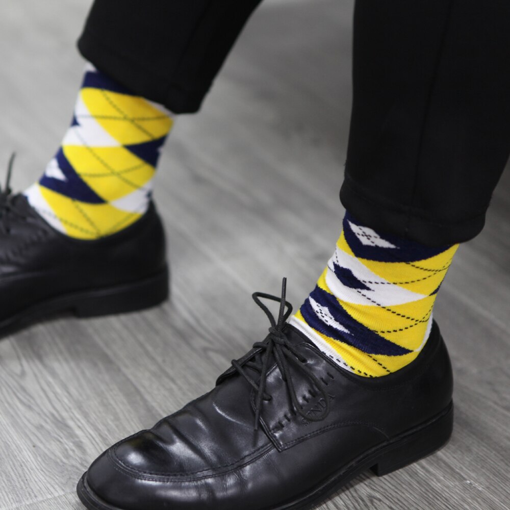 Spiel-hoch Bunte ARGYLE SOCKE spaß herren Baumwolle Socken Hochzeit Socken Freies uns größe (7,5-12)