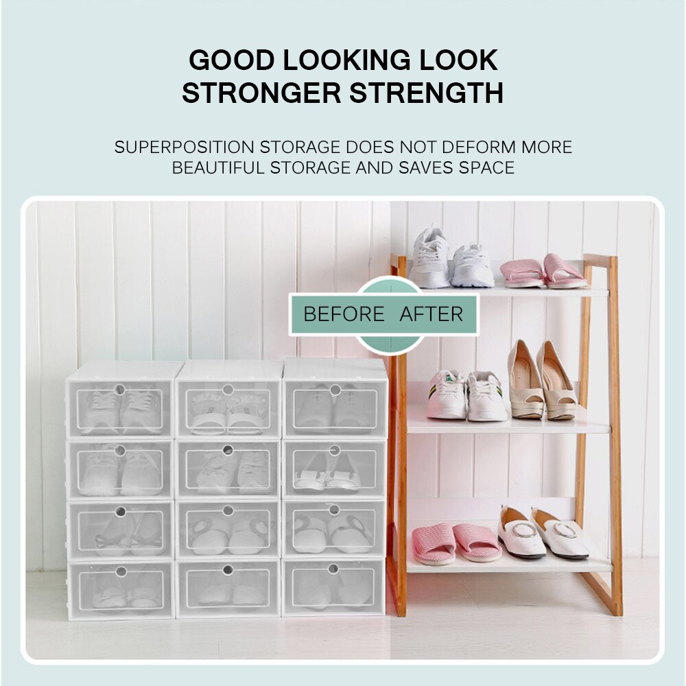 Thuis 6 Pcs Dikke Transparante Schoenendoos Plastic Schoenendoos Schoen Opslag Lade Flip Schoen Case Voor Home Office