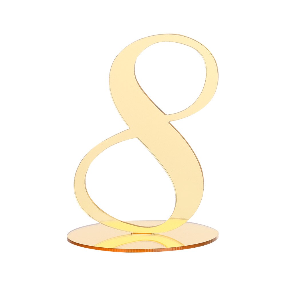 1pc Acrylic Table Numbers DIY Romantic Gold Table Sign Seat Card For Wedding Birthday Party Decoration: 8