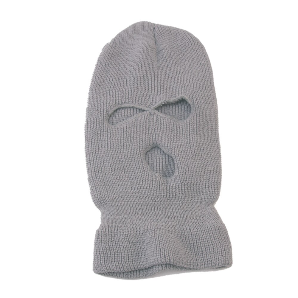Masque de Ski tricoté pour l'hiver, protection faciale complète pour les Sports de plein air, chapeau à trois trous, cagoule en tricot, nouveauté: Light gray