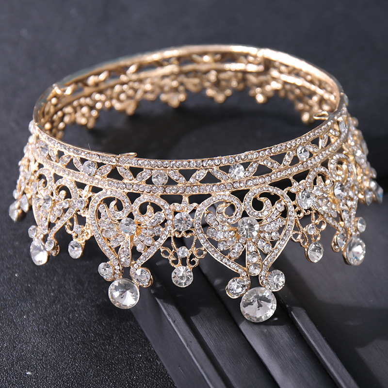 Luxe Kristal Ronde Kroon Tiara Voor Vrouwen Strass Prom Diadeem Kroon Bruids Bruiloft Haaraccessoires Sieraden Kroon Tiara Cadeau