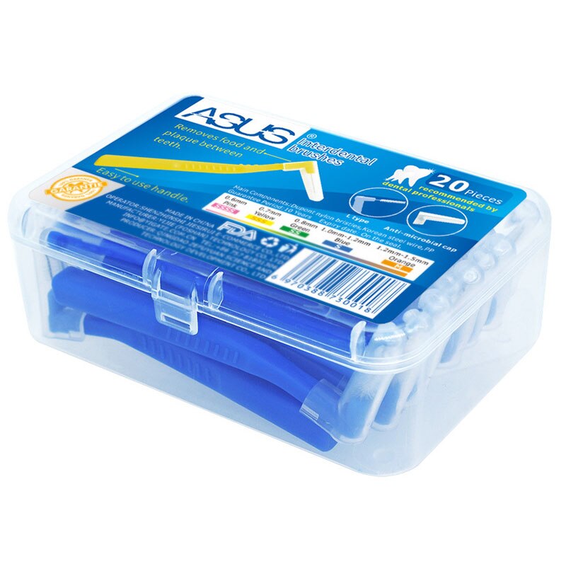 20Pcs/box L-shaped Push-Pull Interdental Brush Oral Care Kit Toothbrush Braces Cleaning Interdental Brush