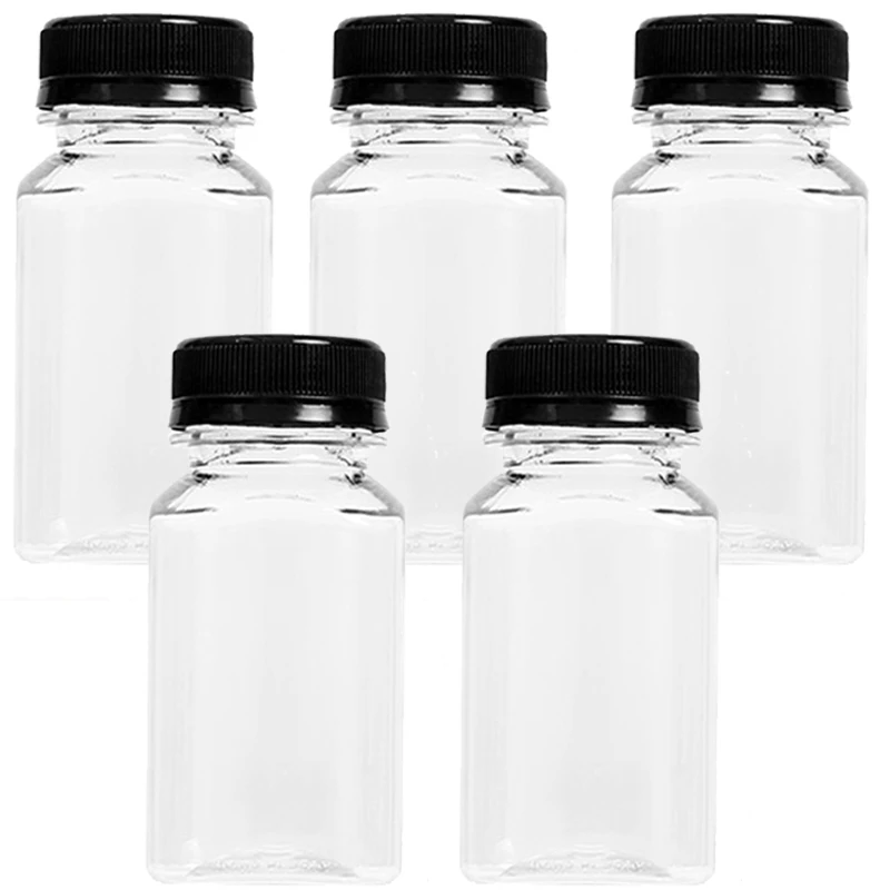 150/500ml tomme plastik drikkebeholdere med sorte skruelåg, genanvendelige til køkkenkøleskab, spiritus, mad, sovs, emballage: Lysegul