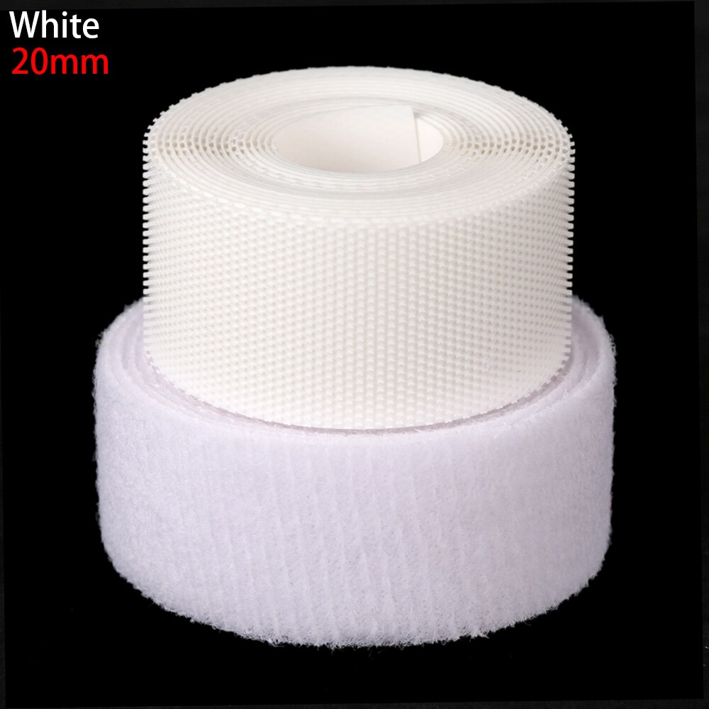 Cinta de sujeción para muñeca, pegatinas mágicas de 6/8/20mm de ancho, correa para pegar ropa, accesorios de ropa de costura para muñecas autoadhesivas DIY: 20mm	White