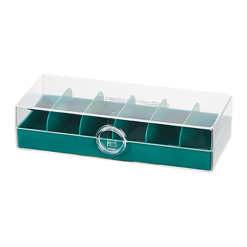 Lightweight Unique Clear Useful Cable Storage Box Storage Cable Container 6 Compartments for Jewelry:  Green