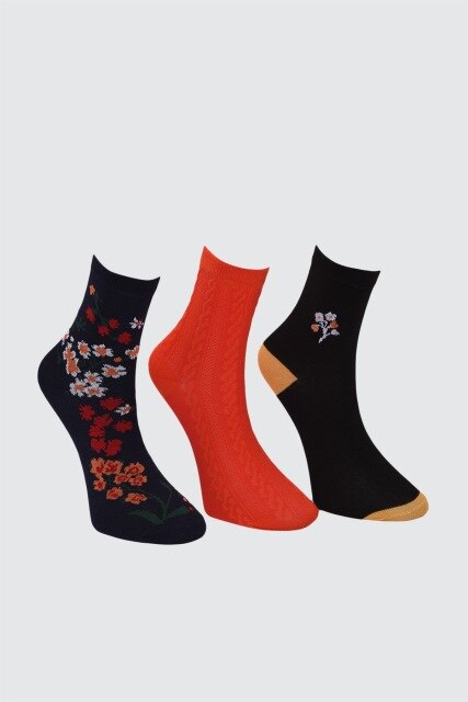 Trendyol Printed 3'lü Package Knitted Socks TWOAW21CO0135: Default Title