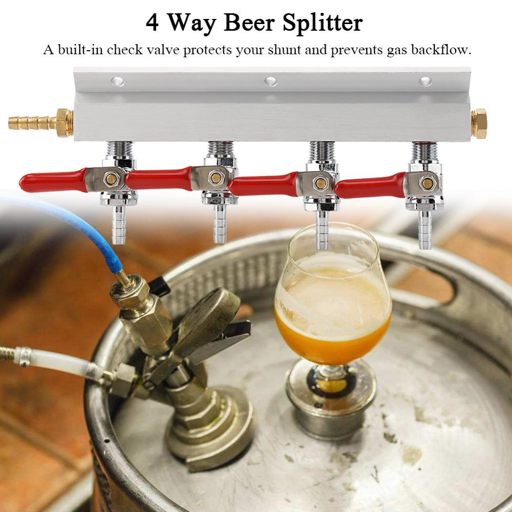 Muti-way 2/4 Homebrew CO2 Air Gas Manifold Distribution Splitter With Integrated Check Valves Multiple lines Wine Brewing tool