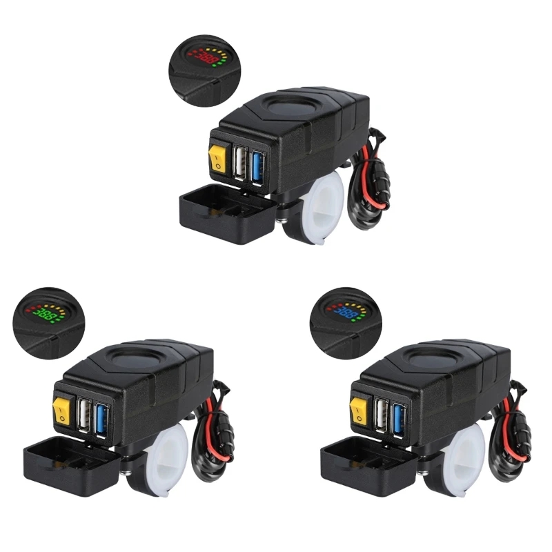 C1fb 20-80v elcykelstyr usb-oplader 24v 36v 48v 60v qc3.0 hurtigopladeradapter nem installation