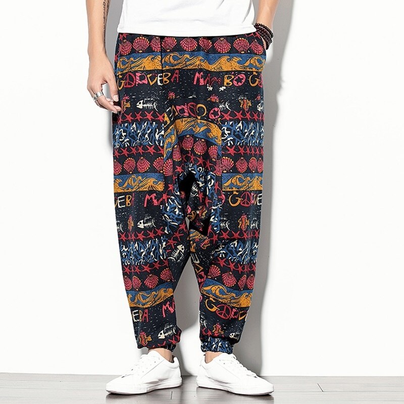 Pantalon sarouel de Style chinois pour homme, Streetwear, Vintage, décontracté, survêtement Hippie, japonais, Kimono, collection automne 10959: 2 / XXL