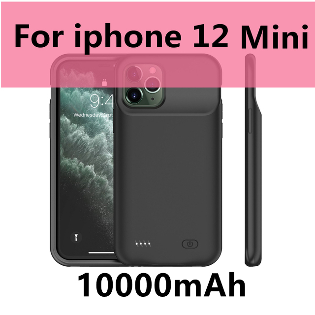 10000mAh Battery Charger Case For iPhone 11 12 Pro Max for iPhone 6 6S 7 8 Plus 7p 8p XR X S MAX SE 2 Power Bank Charging Cover: Black For 12mini