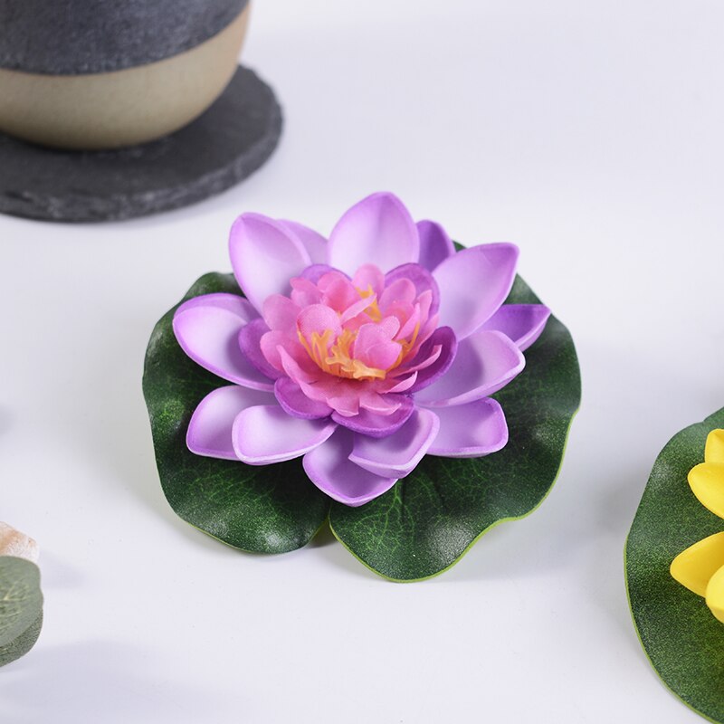 Lotus artificiel en mousse tactile, plantes de piscine flottante, lys blanc, pour jardin de mariage, décoration EVA, 10 Cm, 1 pièce: VIOLET