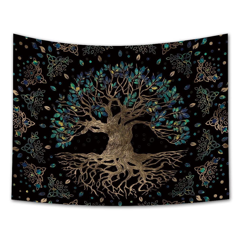 Forest Tapestry Nature Tree Popular elves Wall Hanging Green Family Tree Tapestry Sun and Moon Beach Blanket Home Decor: Green