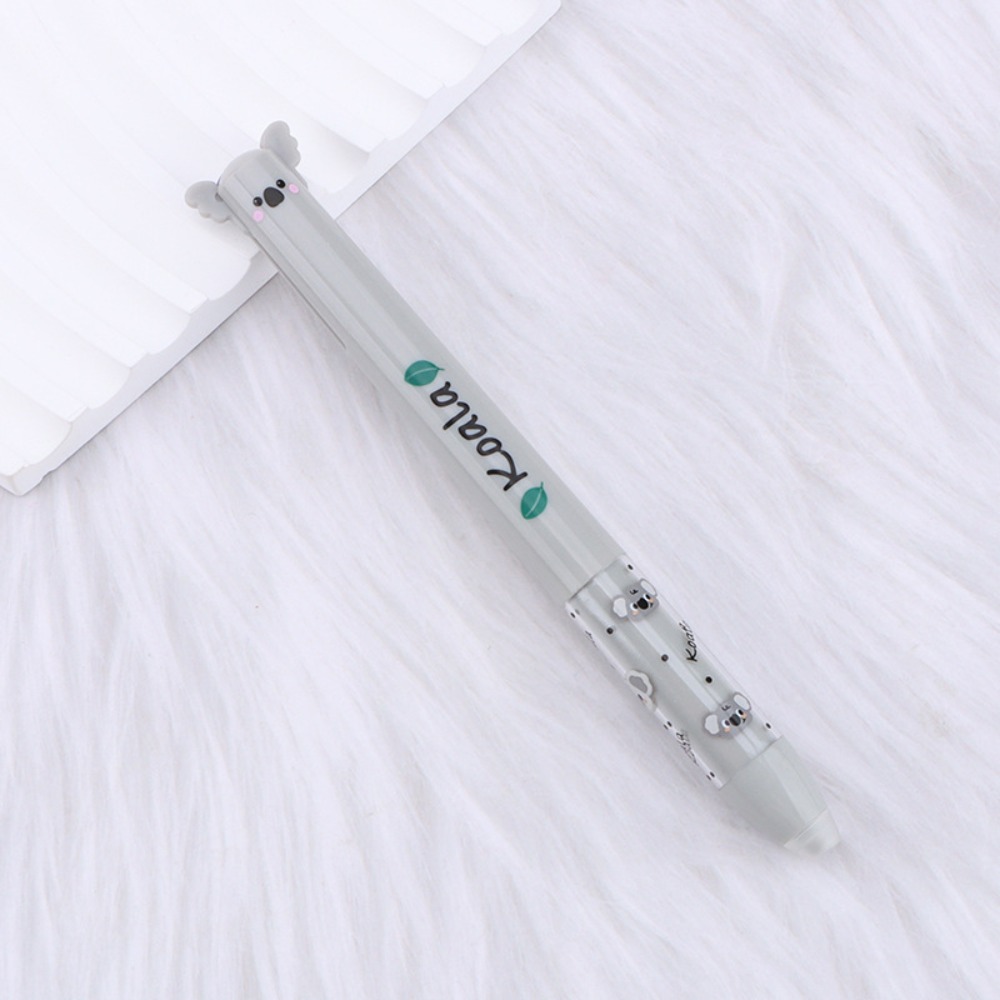 Cartoon Erasable Ballpoint Pen Animal Quick-drying Neutral Pen Double Ink Color Signature Pens Stationery: Red